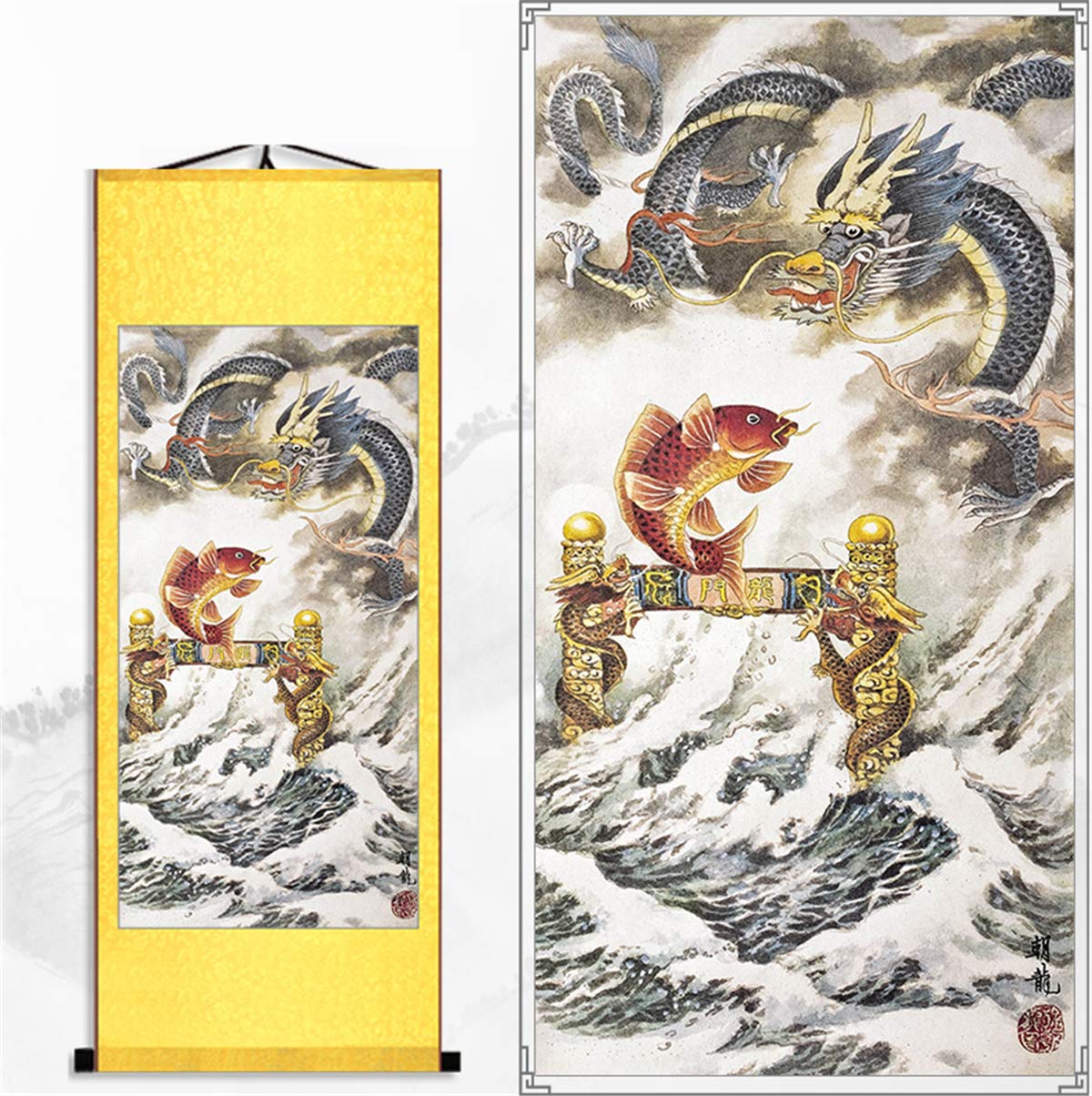 Amazon.co.jp: Zzooi アジアンアート ドラゴンペインティング